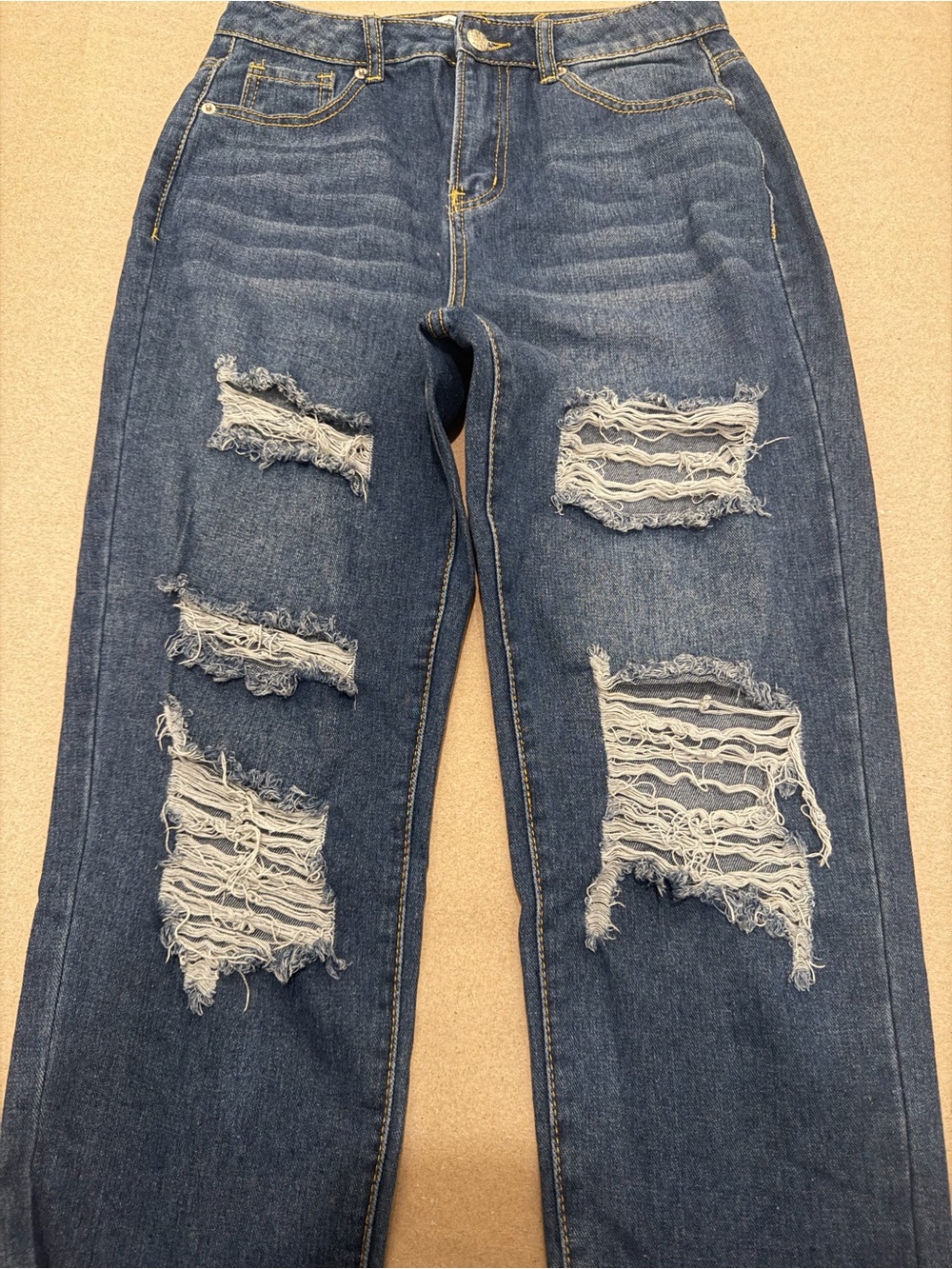 Distressed High-Rise Women's Blue Denim Jeans